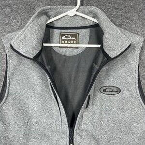 Drake Waterfowl Windproof Fleece Vest Mens M Gray Full Zip Magnattach